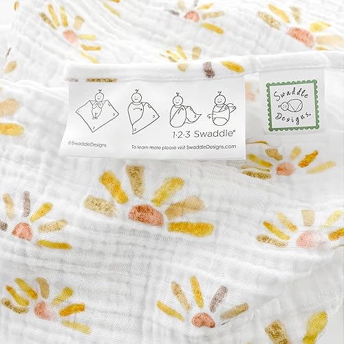 Miniatura 3 de SwaddleDesigns Mantas Envolventes de Muselina de Algodón, Juego de 4, Manta de Recepción para Bebés Recién Nacidos, Registro de Bebés y Regalo,