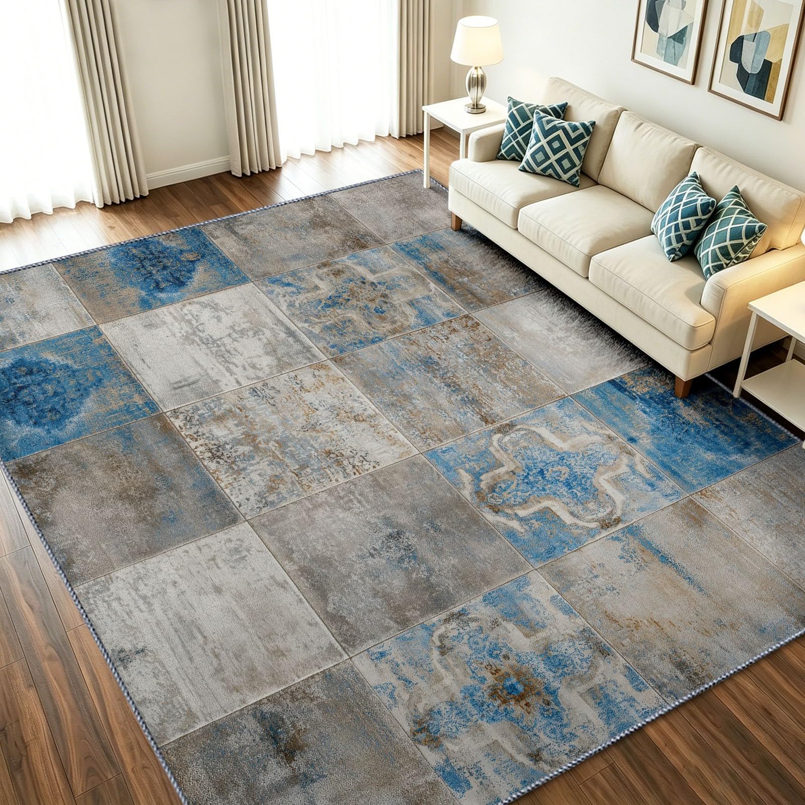 Tapis moderne géométrique ultra doux pour couloir intérieur