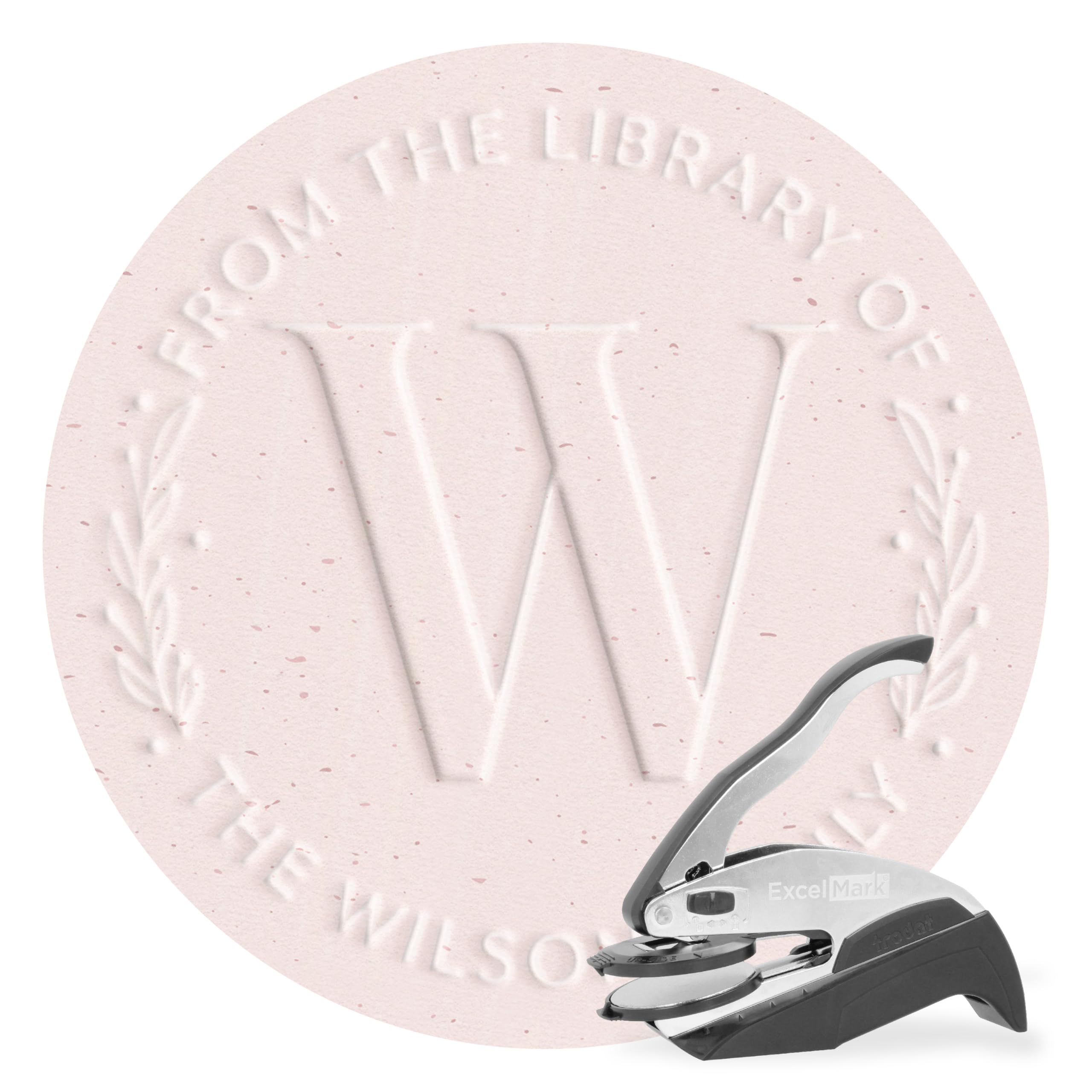 ExcelMark Personalized Book Embosser - Foliage Monogram (Round)