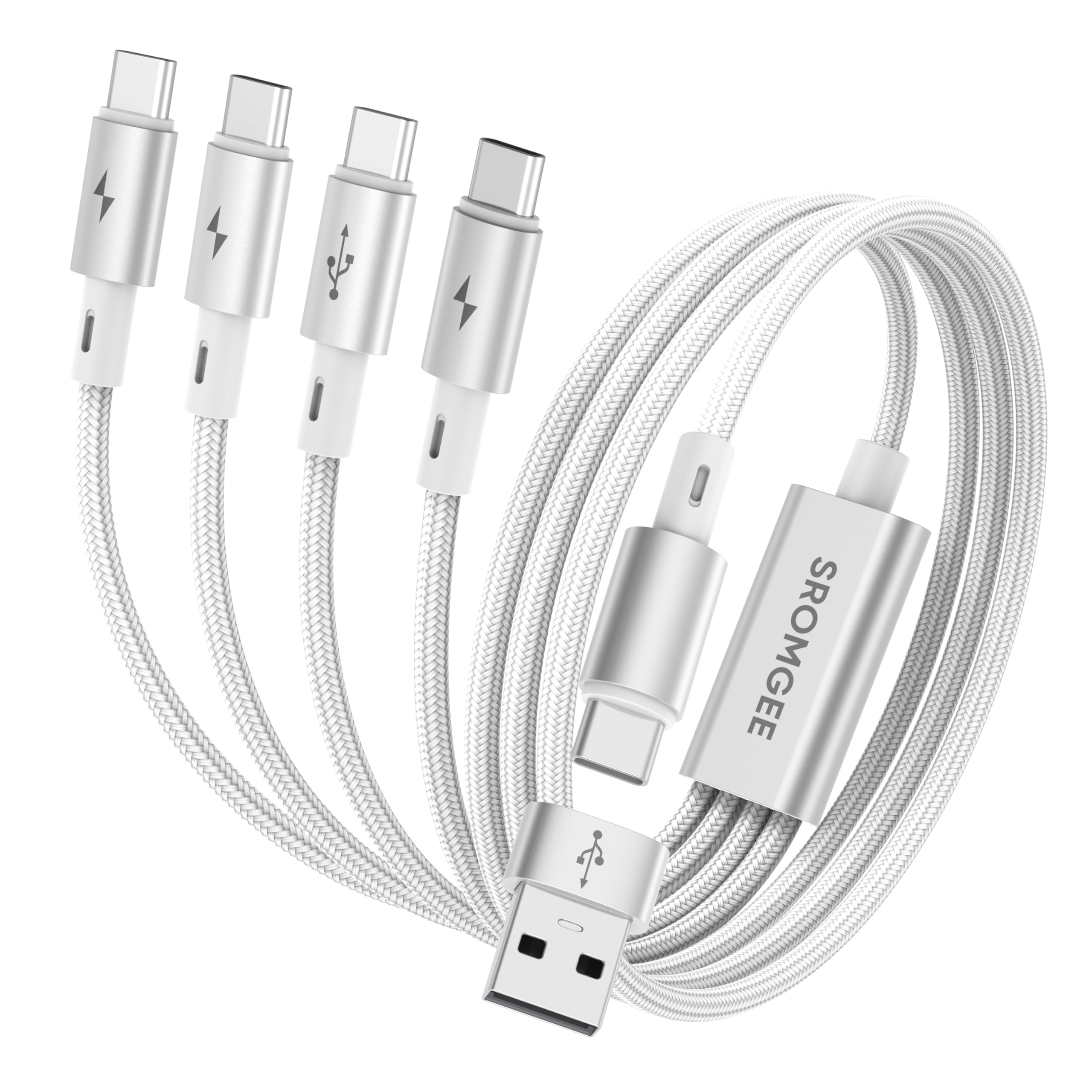 USB C Splitter Multi Charging Cable, USB A to 4X USB C & USB C to 4X USB C Fast Charger Cord with QC 3.0 Support, Simultaneously Charge 4 Type-C Devices for Phone, Tablet and More