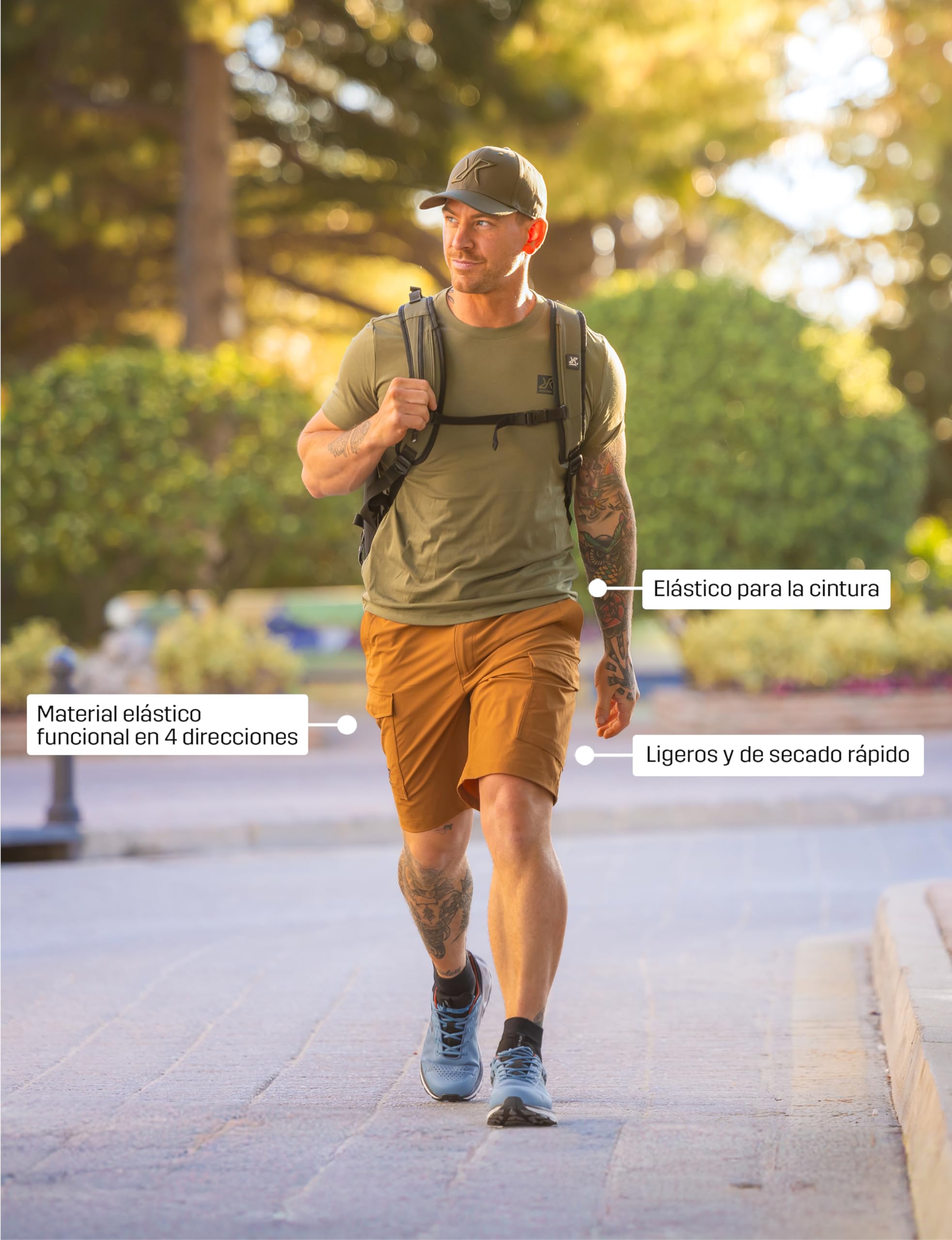 RevolutionRace Adventure Cargo Stretch Shorts para Hombre, Pantalones Cortos Ligeros y Prácticos para Senderismo