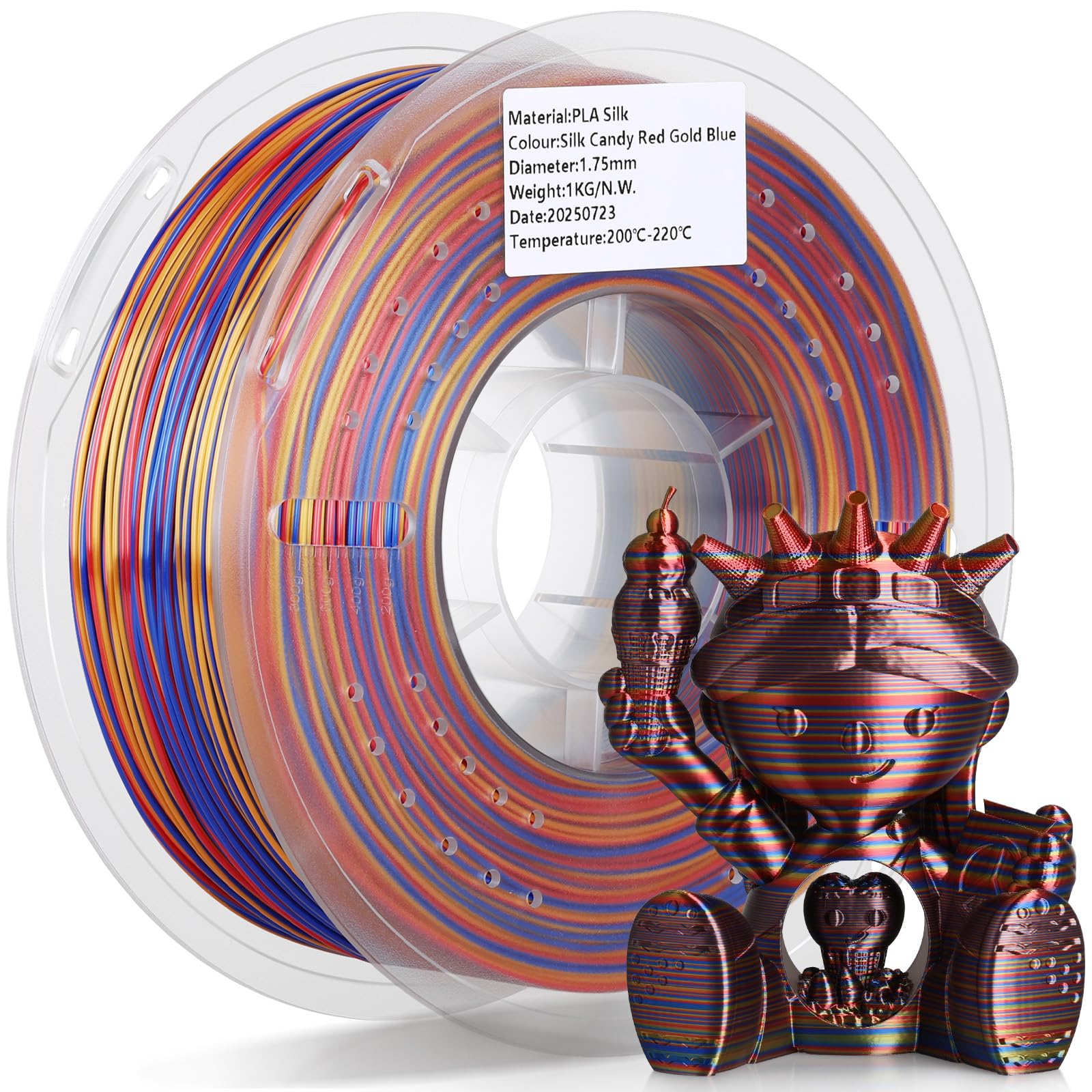 LANDU Silk PLA Filament 1.75mm 3D Printer Multicolor Filament Gradient Color Changing Filament 1kg (2.2lbs) Dimensional Accuracy +/- 0.07 mm Silk Candy
