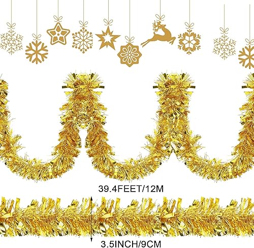 Miniatura 2 de Guirnalda de oropel de Navidad de 39.4 pies, guirnalda metálica con torsión, guirnalda colgante brillante para árbol de Navidad, suministros de