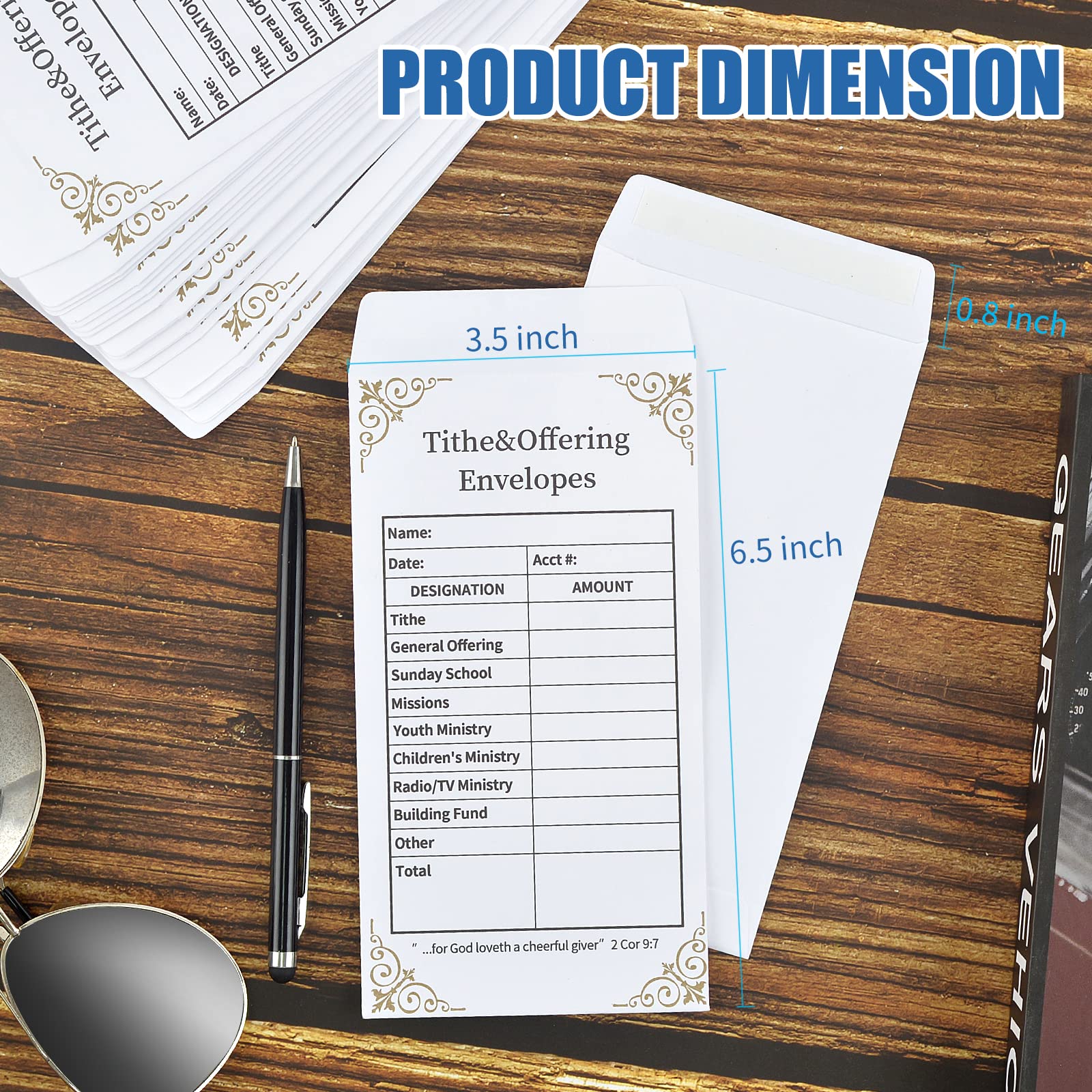 200 Golden Church Donation Envelopes – Tithe & Offering Envelopes, 6.5x3.5 Inch