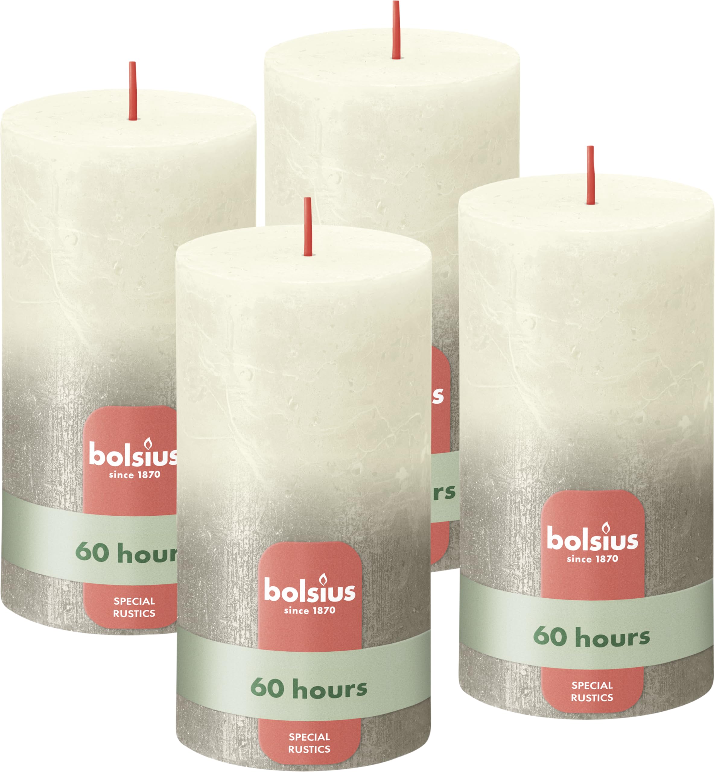 Bougies pilier longue durée 60h ivoire champagne métallisé sans parfum 13cm