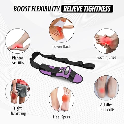 Miniatura 8 de DMoose Fitness Estirador de pie y pantorrilla, estirador de isquiotibiales para fascitis plantar, tendinitis de Aquiles, espolones de talón y