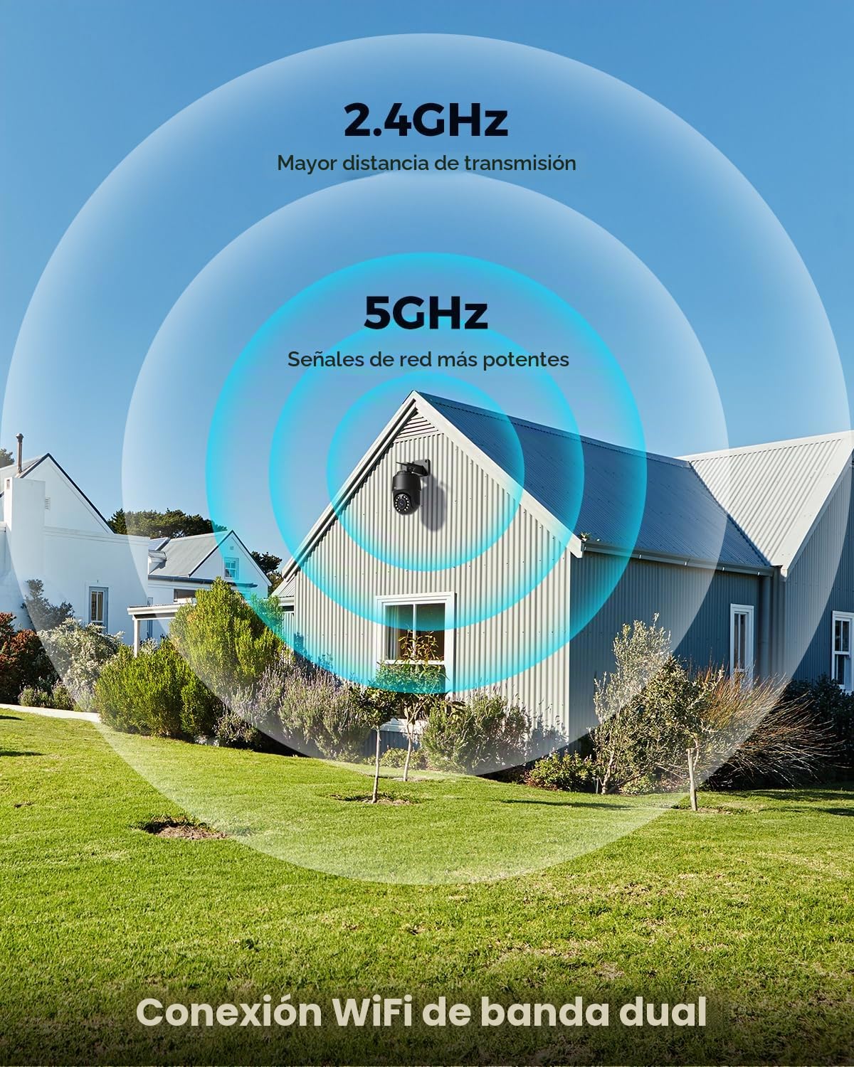 Ctronics 4K 8MP Camara de Vigilancia Exterior WiFi 2,4/5GHz, IP Camara con Detección Humana/Vehículo/Ainmal, Seguimiento Automático, Luz de Alarma Roja-Azul, Visión Nocturna Colorida, PC/Metal/Cloud | Detección Humana/Vehículo/Ainmal, Seguimiento Automáti