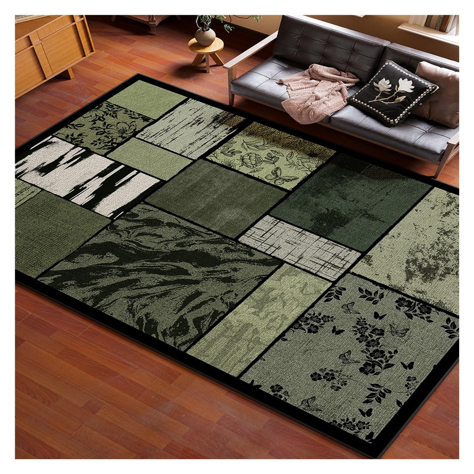 Tapis de couloir vintage poil ras grand format 200x250cm pour salon et chambre