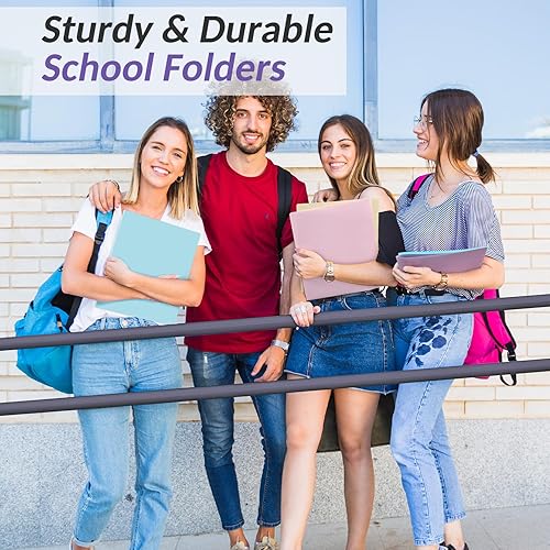 Miniatura 7 de Sooez Paquete de 6 carpetas de bolsillo con etiquetas, carpetas de plástico resistente con bolsillos, carpetas de polietileno para documentos tamaño