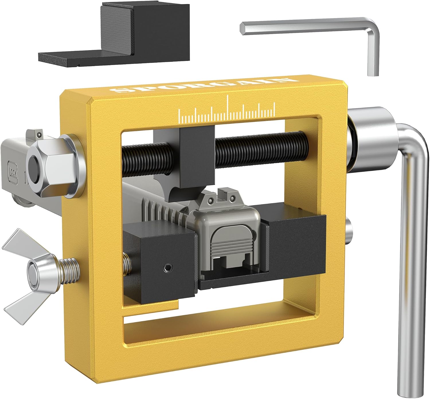 SporGain Pistol Sight Pusher Tool with Heavy-Duty Design for 1911 Glock Sig Springfield and Others Model, Fits Handguns Front and Rear Sight Removal Adjustment, Compatible with Square Slides