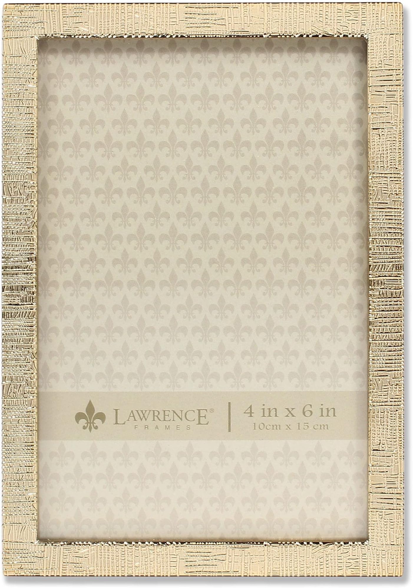 Lawrence Frames 4x6 Gold Metal Picture Frame with Linen Pattern