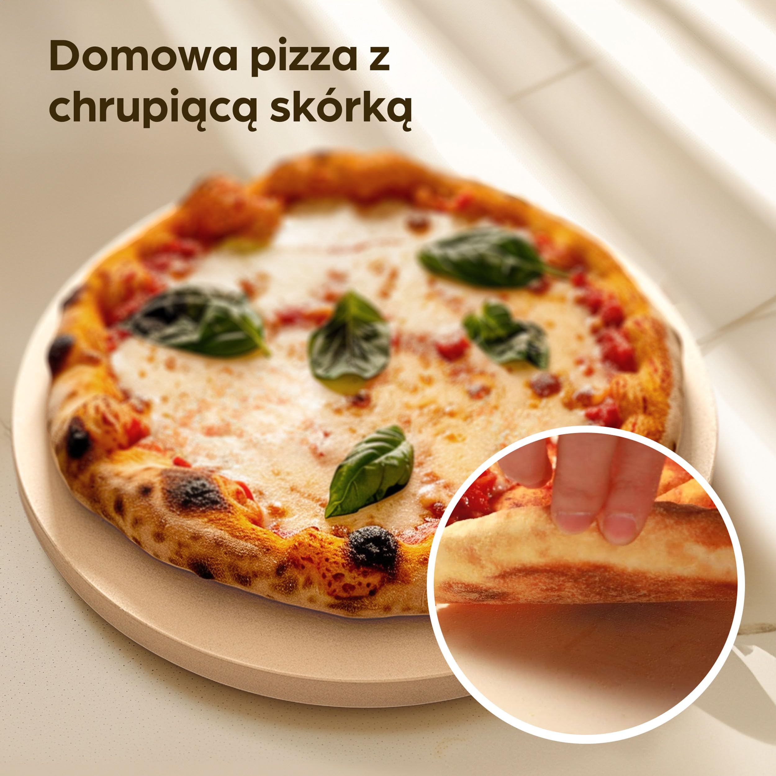 Kamień do Pizzy do Piekarnika Okrągły - 30 cm do Grilla Gazowego i Piekarnika - Do chrupiącego spodu - Kamienna płyta wykonana z kordierytu do 900 °C - Zatrzymująca ciepło
