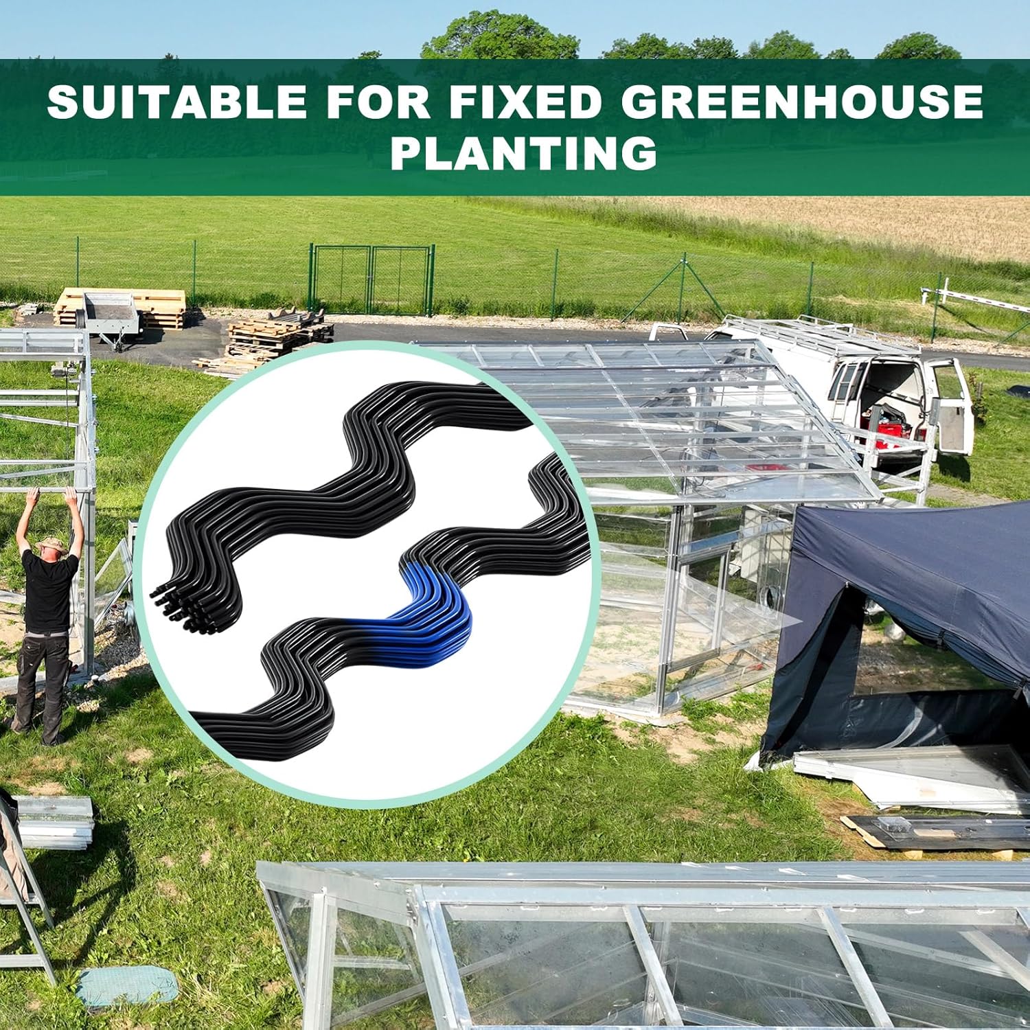 MorningRo 40 Pcs 6.6 ft PVC Coated Greenhouse Swing Spring Wire Greenhouse Spring Lock Wire for Fix Attachment Plastic Poly Film and Shade Cloth