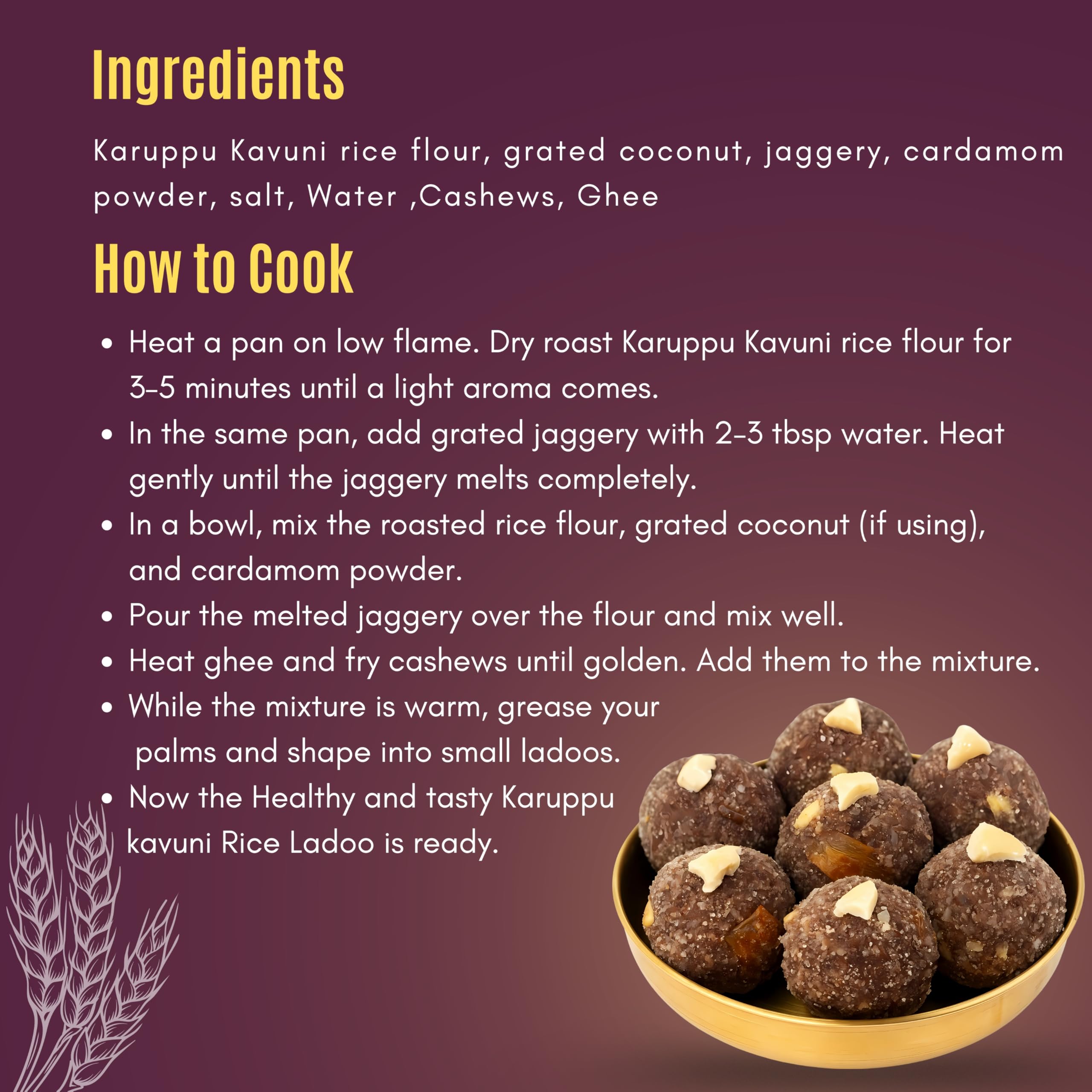 RR PILLAI'S Karuppu Kavuni Rice Flour - 500g, Gluten-Free, High Fiber, Freshly Ground - Image 6 thumbnail