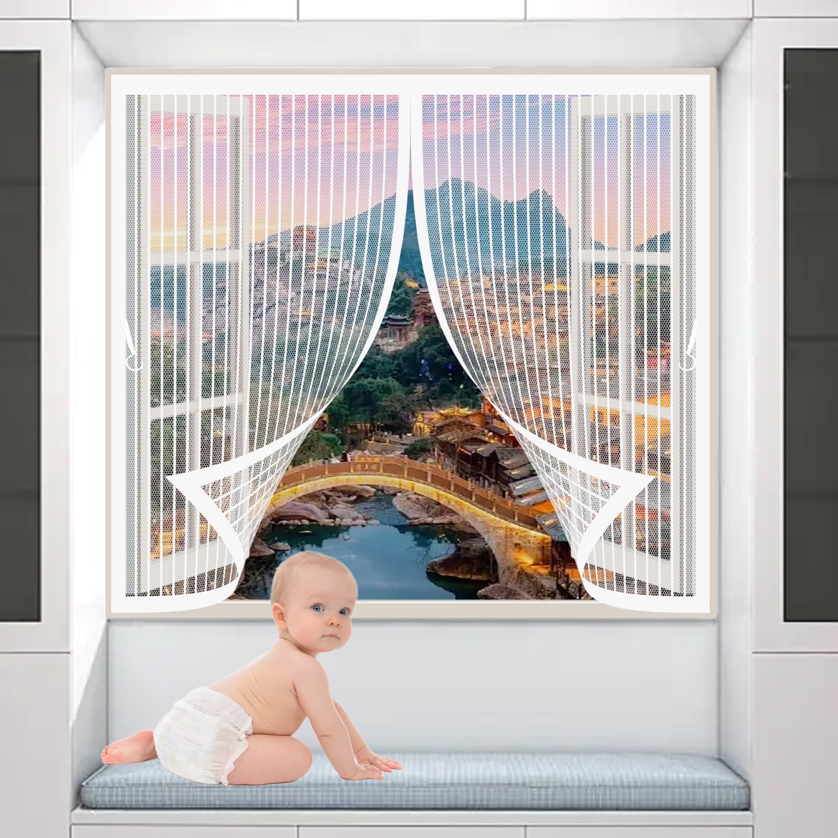 Moustiquaire magnétique 188 x 144 cm : protégez votre famille des moustiques sans percer