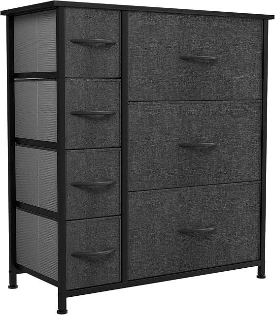YITAHOME Chest of Drawers, Cationic Fabric 7-Drawer Storage Organizer Unit for Bedroom Living Room Closet, Sturdy Steel Frame, Easy Pull Fabric Bins & Wooden Top, Fabric Dresser