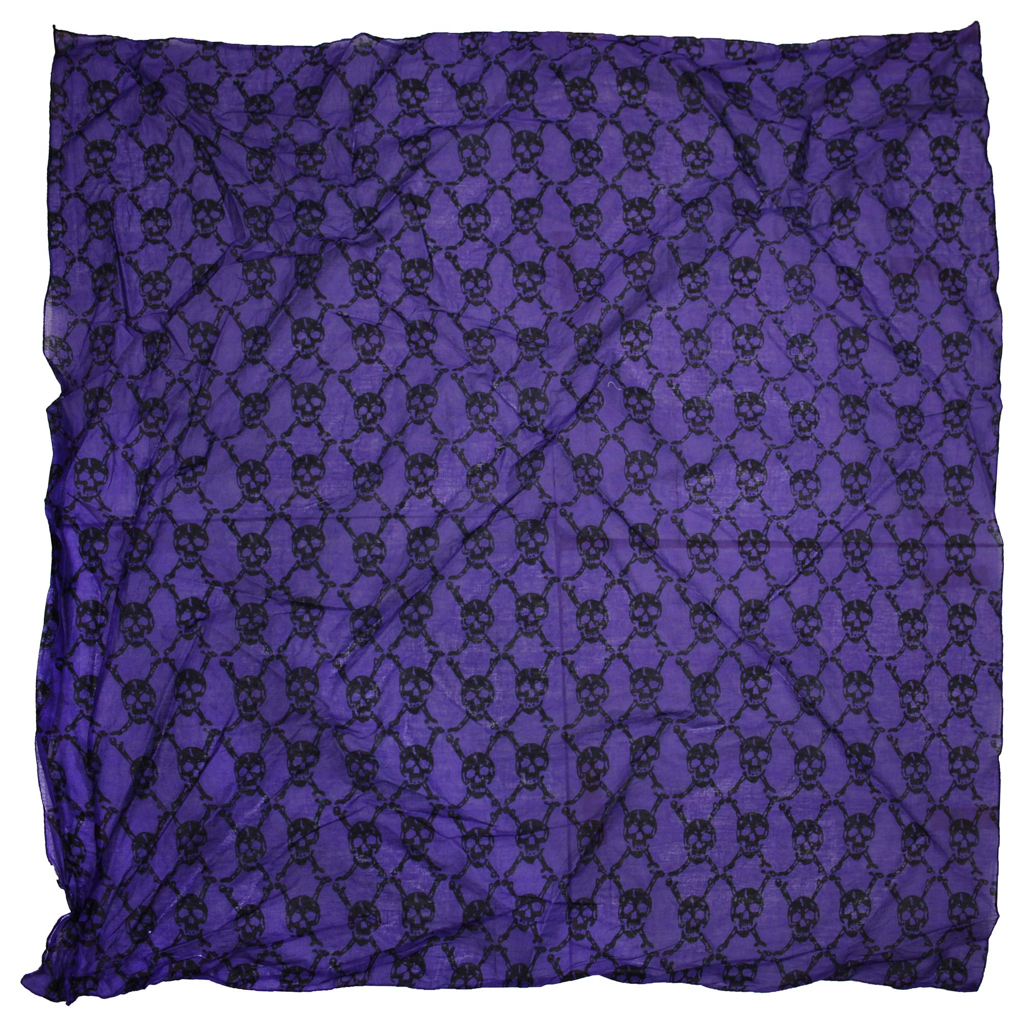 Zac's Alter Ego Lightweight Meter x Meter Gothic Skull & Crossbones Print Square Scarf/Shawl