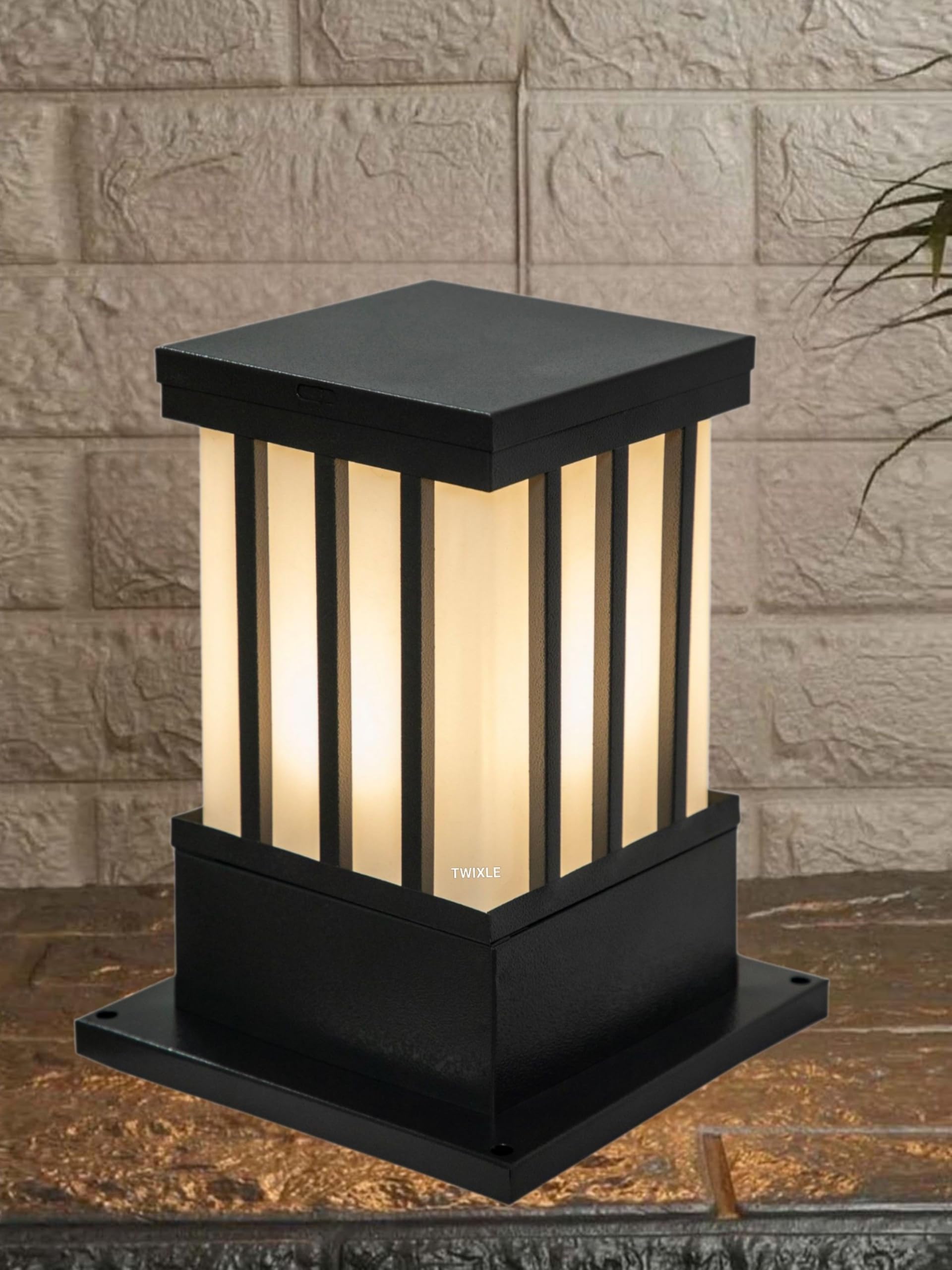 Black Metalic Jail Shape Outdoor Waterproof Gate Light Energy Efficient Decorative Exterior Fixture for Garden Pillars, Entry Gates, Porch, Patios, Driveway (Without Bulb, 1, Pack)-image-22