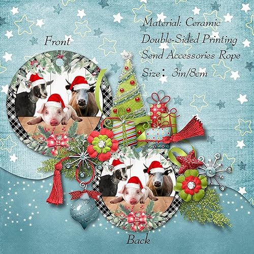 Miniatura 2 de Adorno para árbol de Navidad, decoración de Navidad, animales, vaca, cerdo, Navidad, regalo, gris, negro, a cuadros, corona de Navidad, adornos de
