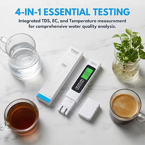 Miniatura 6 de Medidor TDS LIKDAY Medidor de Agua Digital 4 en 1 TDS EC y Temperatura(°C,°F), 0-9999 ppm, Kits de Prueba de Agua Portátiles con Pantalla Grande