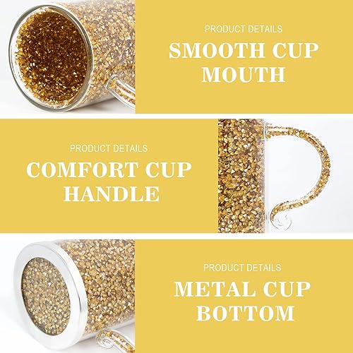 Miniatura 4 de sugarchef Juego de 6 tazas de café de cristal Hot Dink de 6 onzas con asas para bebidas calientes, vasos de té con leche, chocolate, diamante, juego