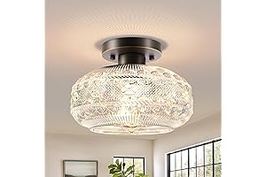 Bronze Flush Mount Ceiling Light Fixture with Globe Glass