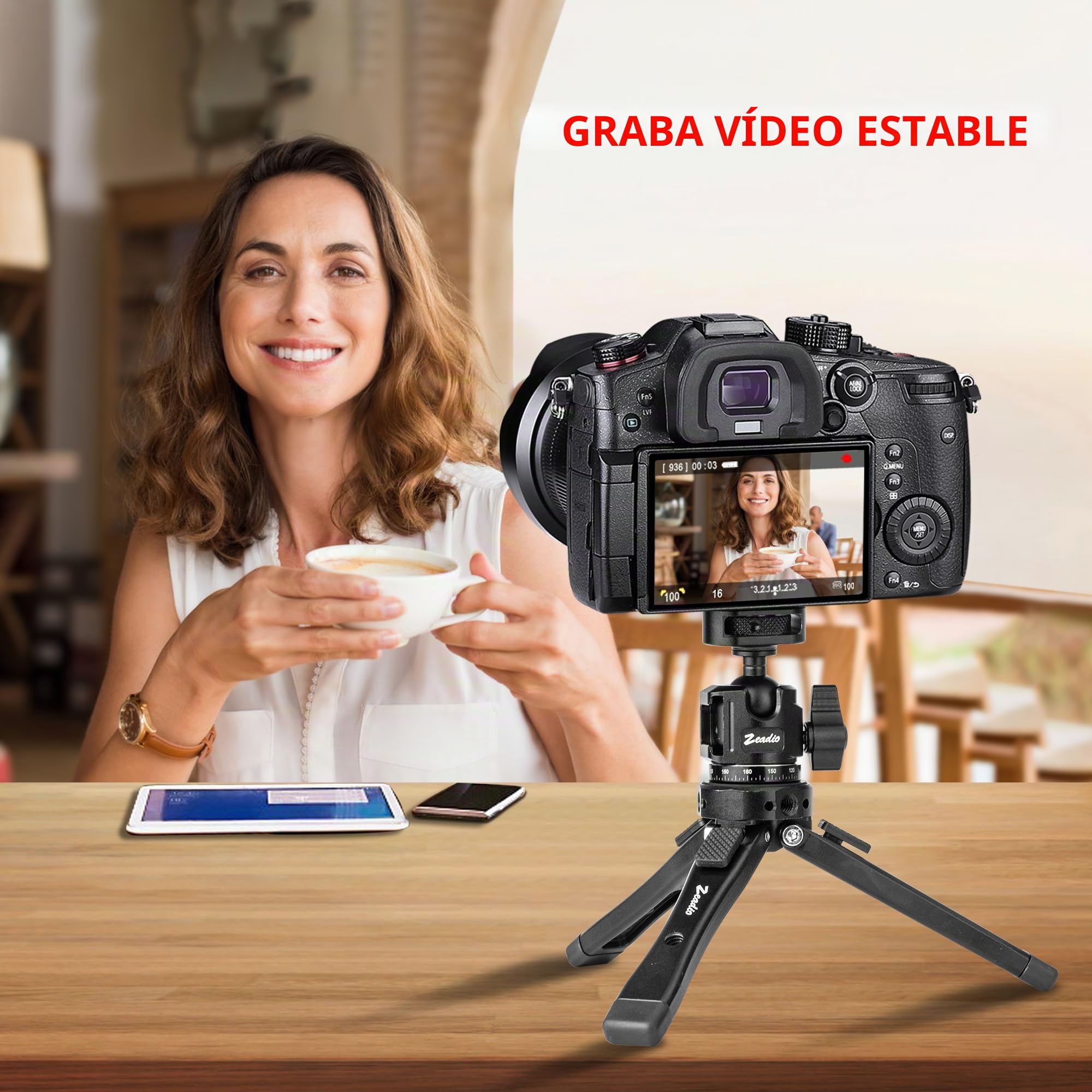 Zeadio Mini Rótula de Bola Totalmente Metálica y Panorámica 360°, con Zapata Fría y Tornillo de 1/4", Rótula Compacta para Trípode, Monopie, Cámara DSLR, Vlogging, Transmisión en Vivo y más