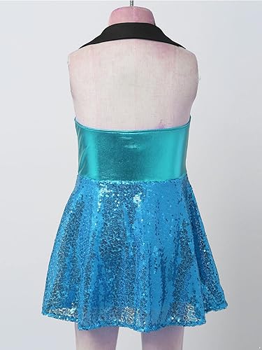 Miniatura 3 de JEATHA Vestido de tutú con lentejuelas sin mangas para niñas y niñas brillante metálico jazz latino moderno disfraz de baile