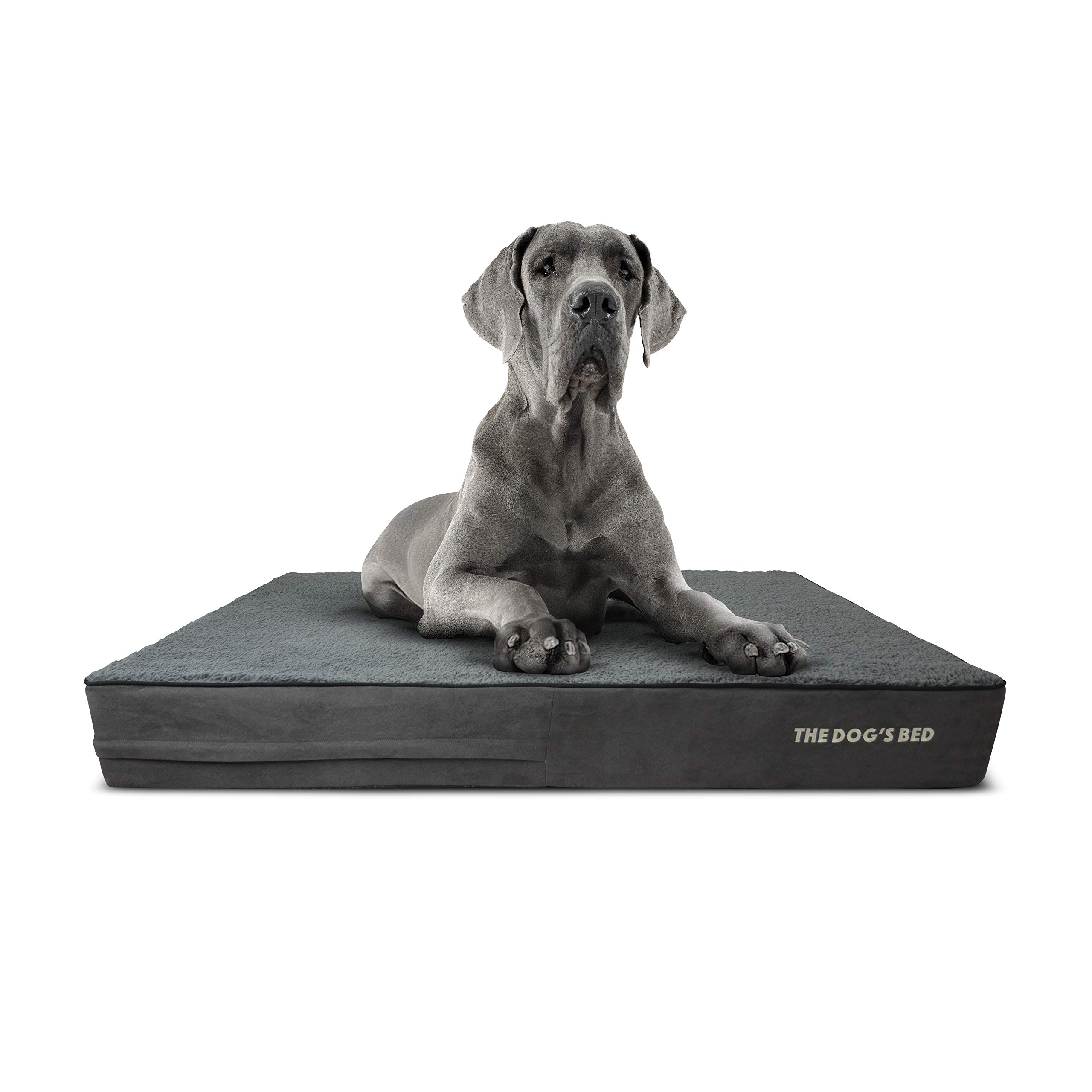The Dog’s Bed Orthopedic Memory Foam Dog Bed, XXL Grey Plush, Pain Relief for Arthritis, Hip & Elbow Dysplasia, Post Surgery, Lameness, Supportive