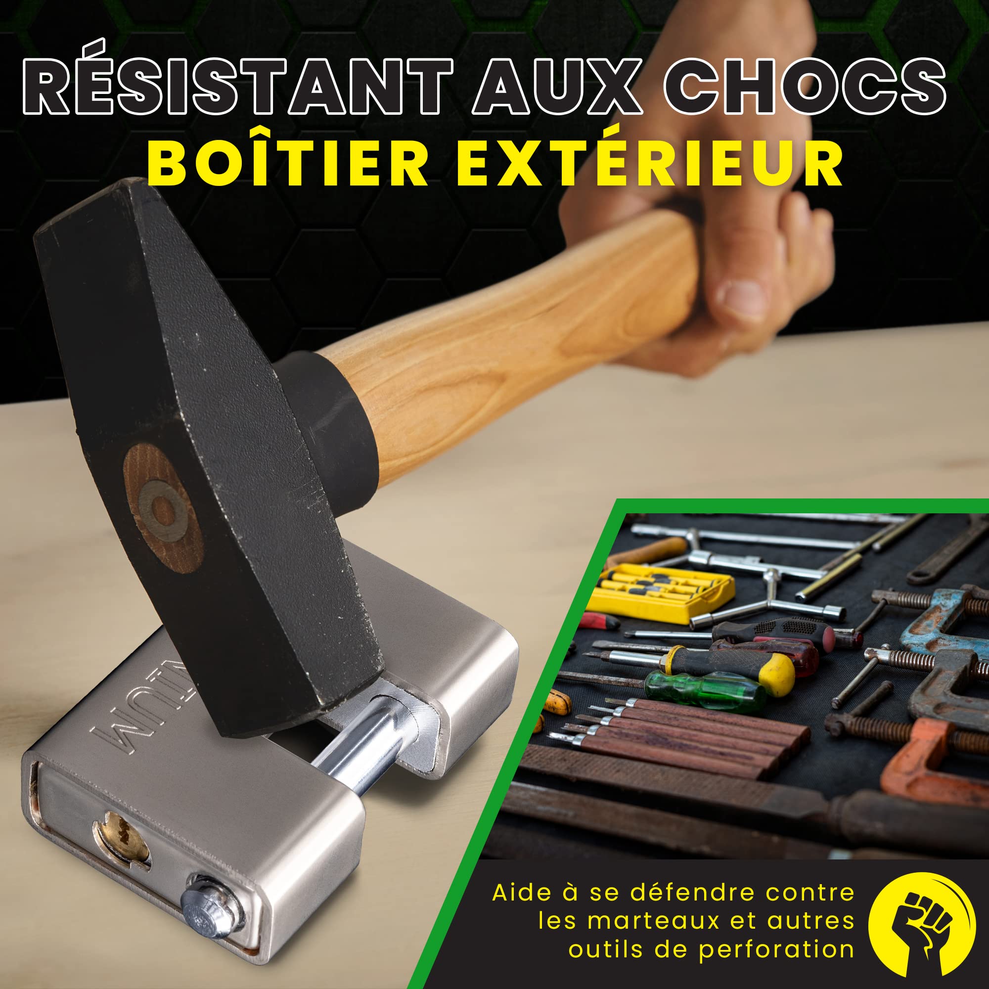 BRP84 Cadenas Container Antivol avec 5 Clés - Anse 12 mm Anti-Cisaille, Cylindre Anti-Perçage | Serrure de Sécurité pour Portail, Garage, Remorque Attelée