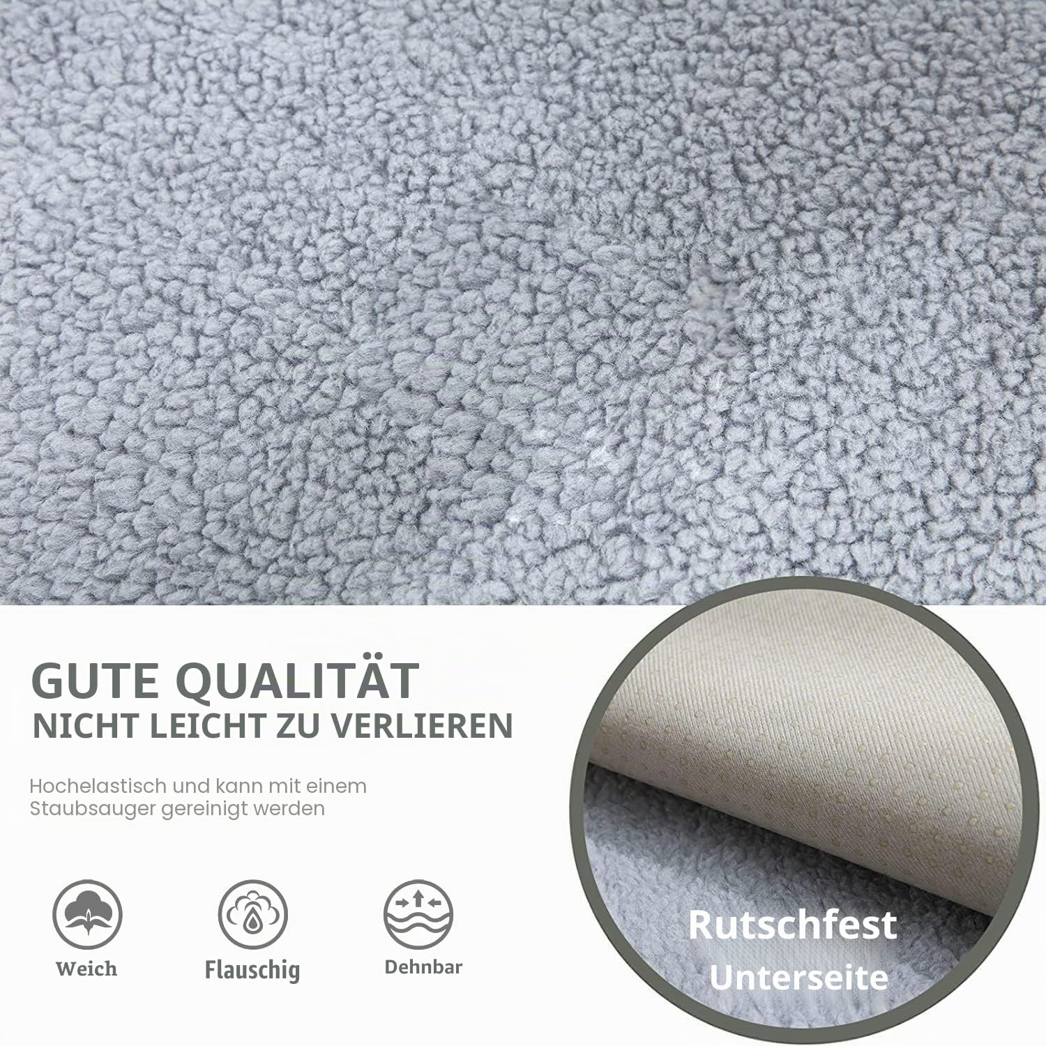 LINGKY Samt Sofabezug 1 2 3 4 Sitzer, L Form Sofaüberwurfe, Ecksofa Sofa überzug Pets Dog Couch überzug Anti-rutsch Sofaschutz, Ultra Weicher Sofaschoner (Grau,110x160cm/Rechteckig)