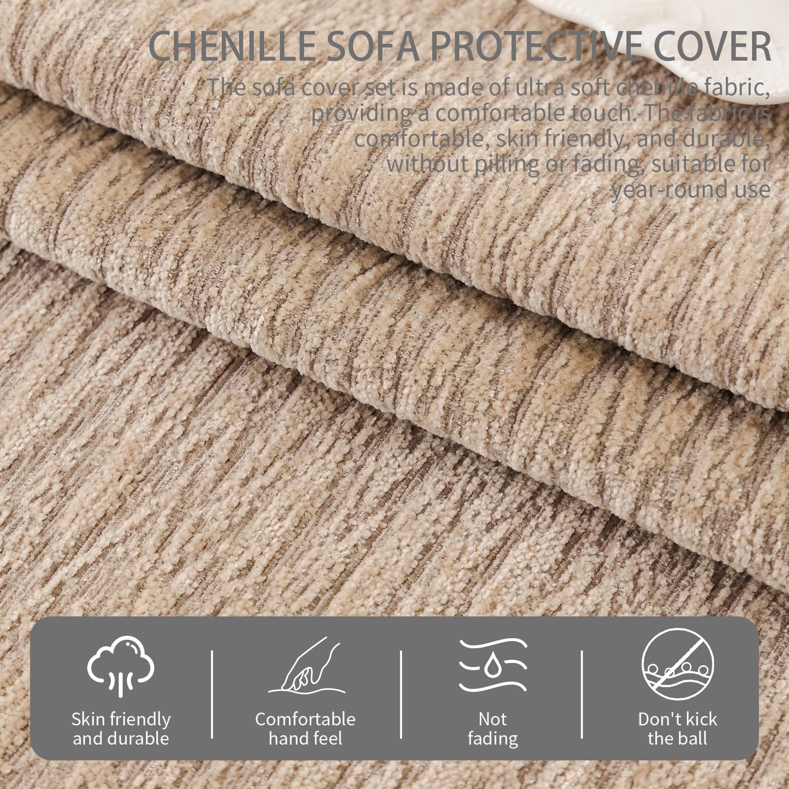 Housse de canapé antidérapante en chenille douce lavable pour animaux domestiques 1/2/3/4 coussins pour canapé sectionnel adaptée aux animaux domestiques