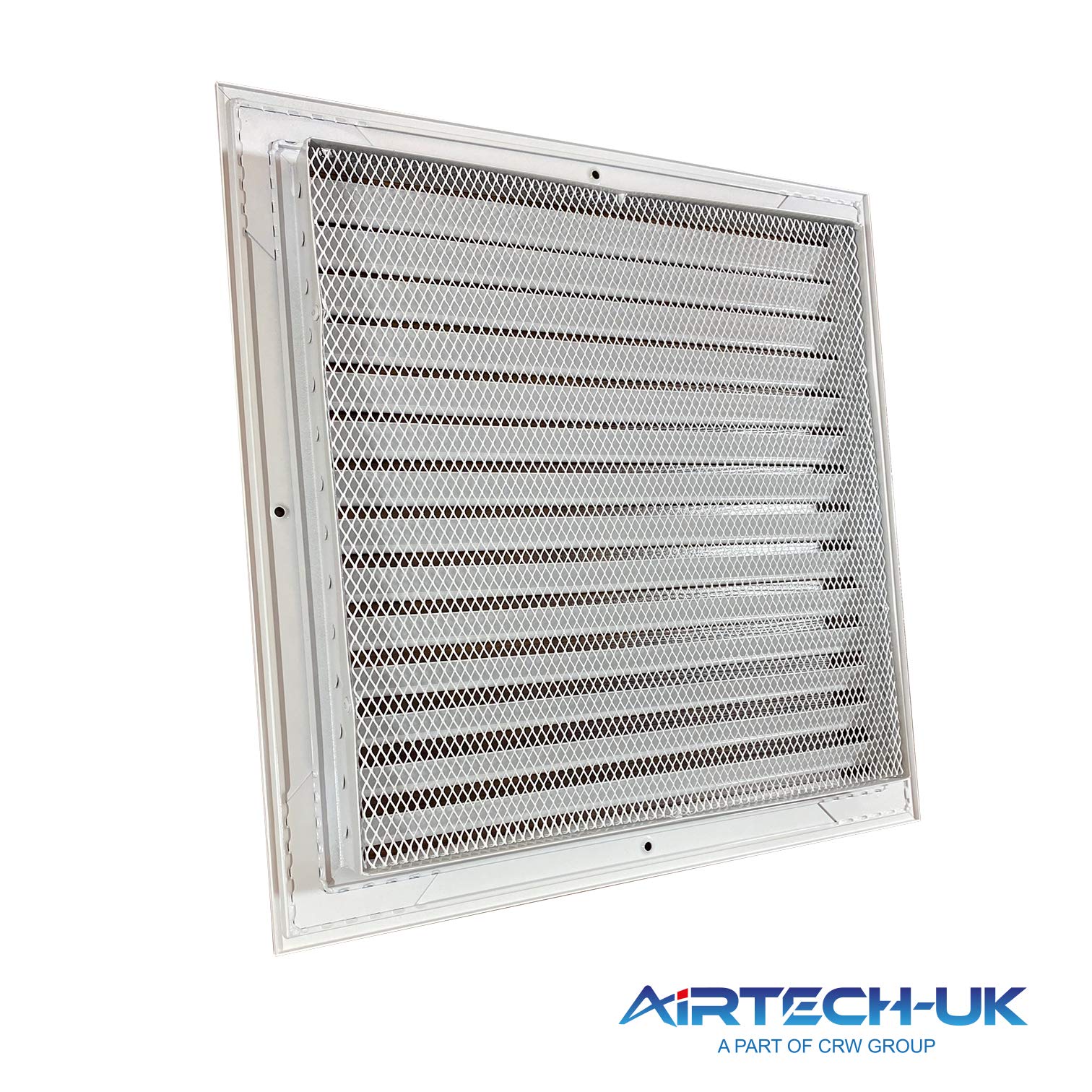 AirTech-UK Aluminum Return Air Grille Fixed Louvre White Powder Coated with Steel Mesh (400 x 400 mm) - Image 4