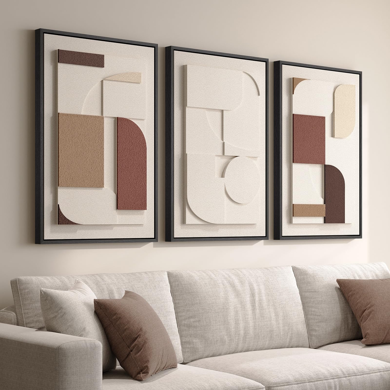 Framed Large 3d Textured Wall Art For Living Room Brown | Desertcart  Seychelles, image size:1600x1600