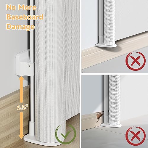 Miniatura 3 de Puerta retráctil para bebés, puerta de seguridad de malla de 55 pulgadas de ancho x 34 pulgadas de alto para perros y bebés, uso en interiores y
