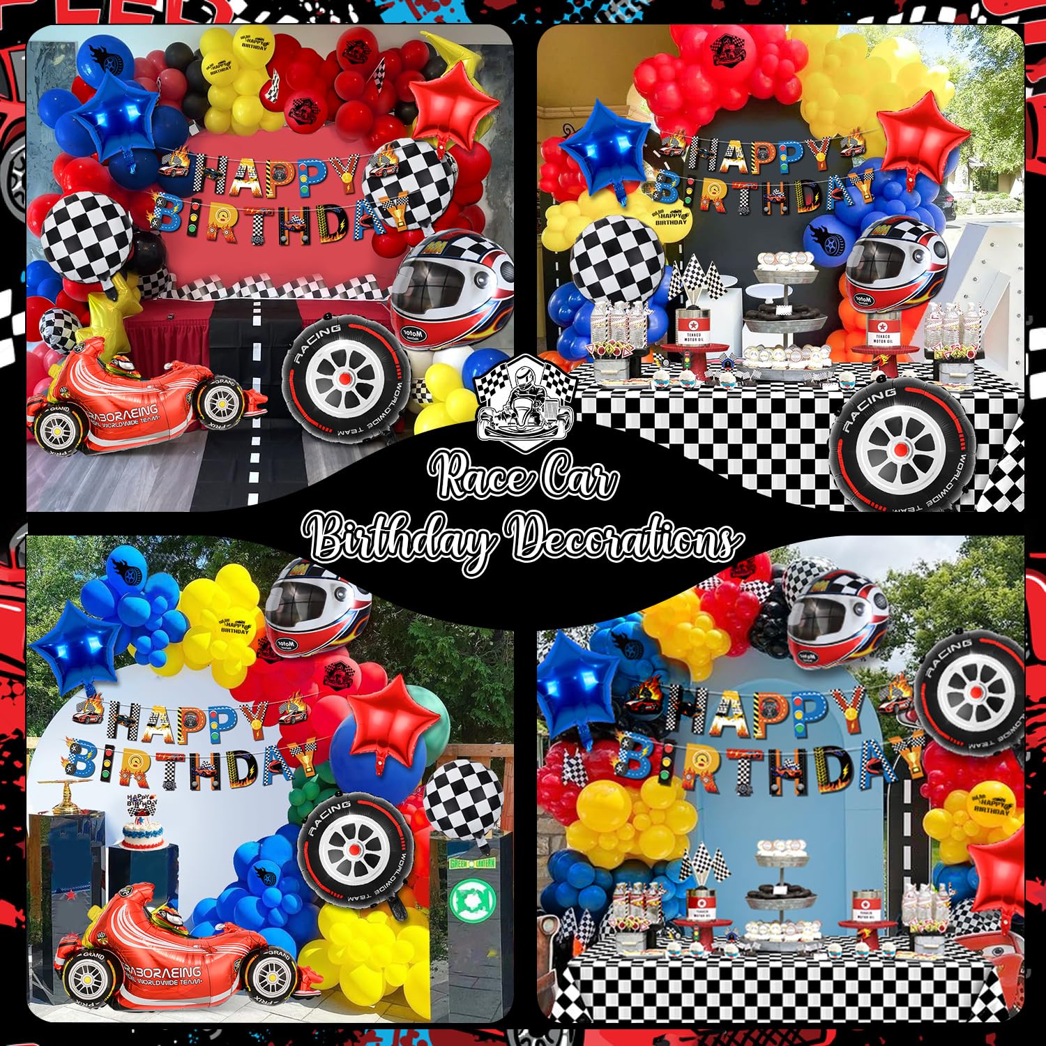 Globos de Cumpleaños Niño, Kit Decoración Coche, Azul Rojo, Feliz Cumpleaños, Decoración Infantil Coches 5-18 Años