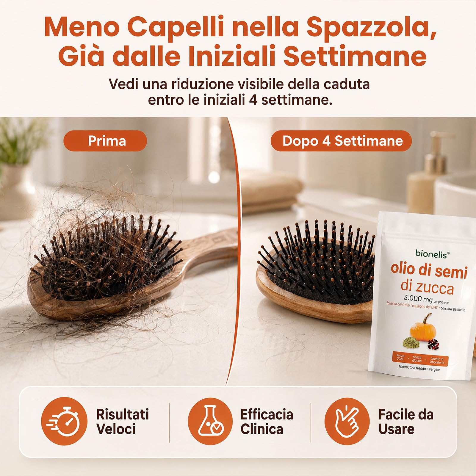 Bionelis Olio di Semi di Zucca e Saw Palmetto 3000mg, 2026 Olio di Semi di Zucca per Capelli, Vegano, Favorisce la Crescita dei Capelli, 180 Capsule Softgel (1 borsa)