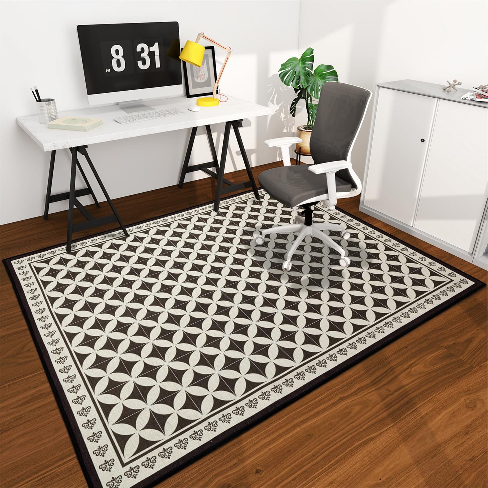 Office Chair Mat for Hardwood Floor, 72"x48" Easy Glide Computer Desk Mat Protector for Rolling Chair Under Desk Rug Nonslip Backing, Machine Wash, (Modern)