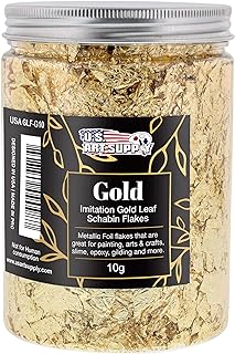 U.S. Art Supply Metallic Foil Schabin Gilding Flakes, Imitation Gold 10 Gram Bottle
