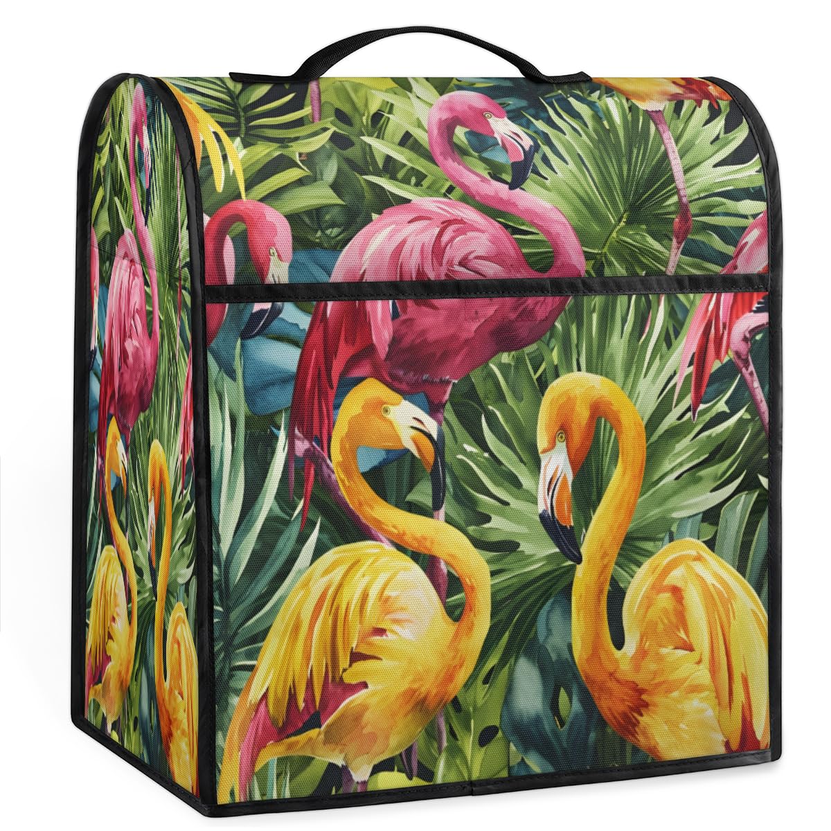 Coffee Maker Cover Tropical Leaf Flamingo Kitchen Appliance Covers Small Appliance Covers Blender Cover Juicer Cover Dust Covers for Kitchen Appliances with Top Handle and Pockets,Washable,C737