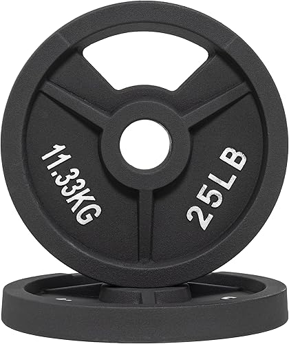 Miniatura 13 de Fitvids Placa de pesas olímpica de 2 pulgadas y de hierro fundido estándar de 1 pulgada para entrenamiento de fuerza y levantamiento de pesas,