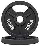 Fitvids 2-Inch Olympic and 1-Inch Standard Cast Iron Weight Plate for Strength Training & Weightlifting, Multiple Weights Available