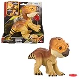 Mattel Jurassic World Rebirth Primal Protector Aquilops Dolores Interactive Dinosaur Toy with Attack Action & Sounds&comma; Pet-Style Electronic Figure with Food Accessory