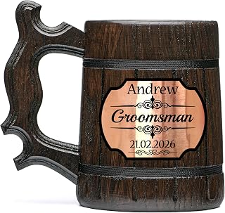 Personalized Wooden Beer Mug. Personalized Groomsmen Gift. Groomsmen Beer Mug. Groomsman Gift. Wedding Gift. Best Man Gift. Wooden Tankard. Personalized Wedding Gift. Wood Mug. Custom Beer Steins K2