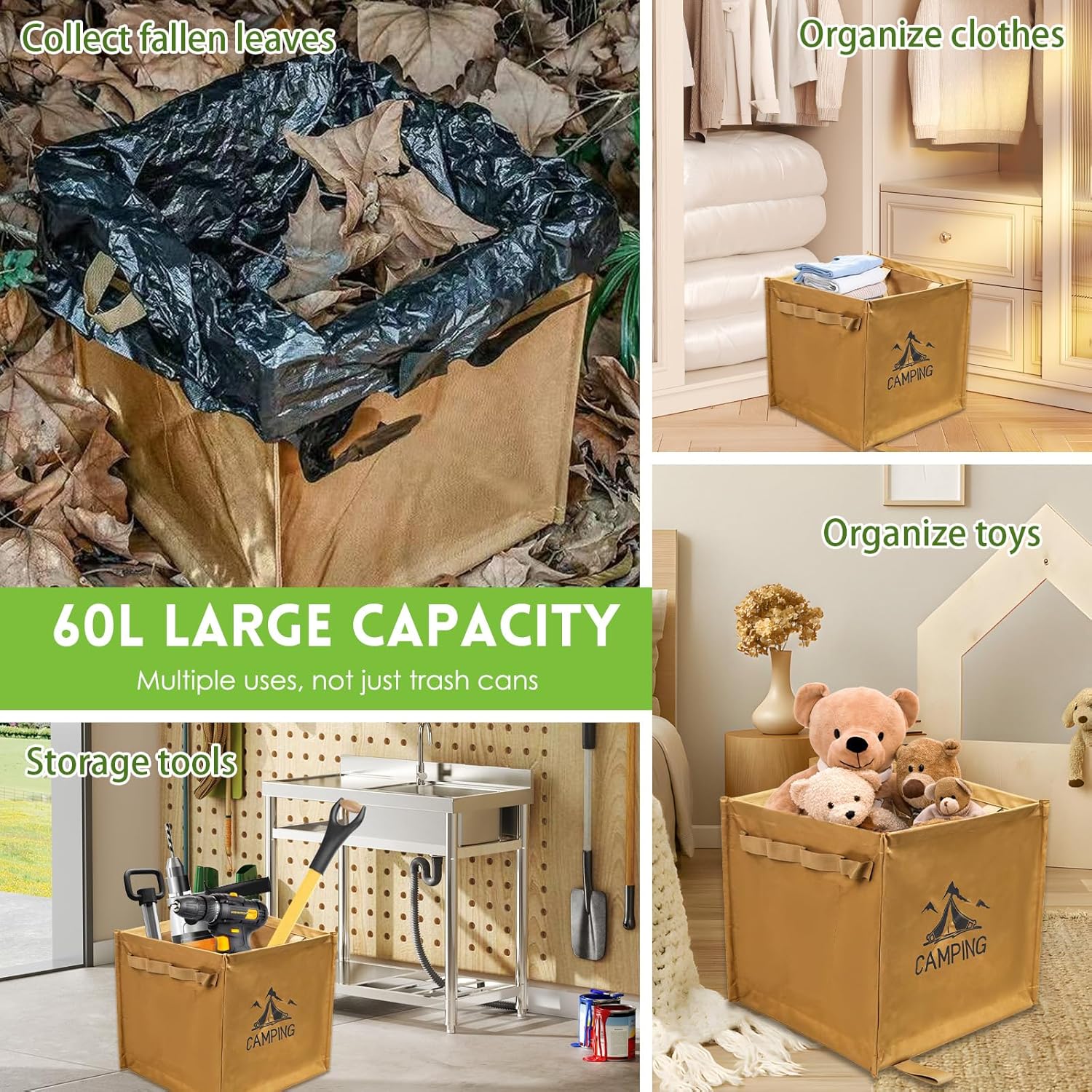 Collapsible Trash Can, Pop-Up Lightweight,Foldable Camping Trash Can, Patio Garbage Can,Lightweight, Sturdy, Durable, with Attached Hook