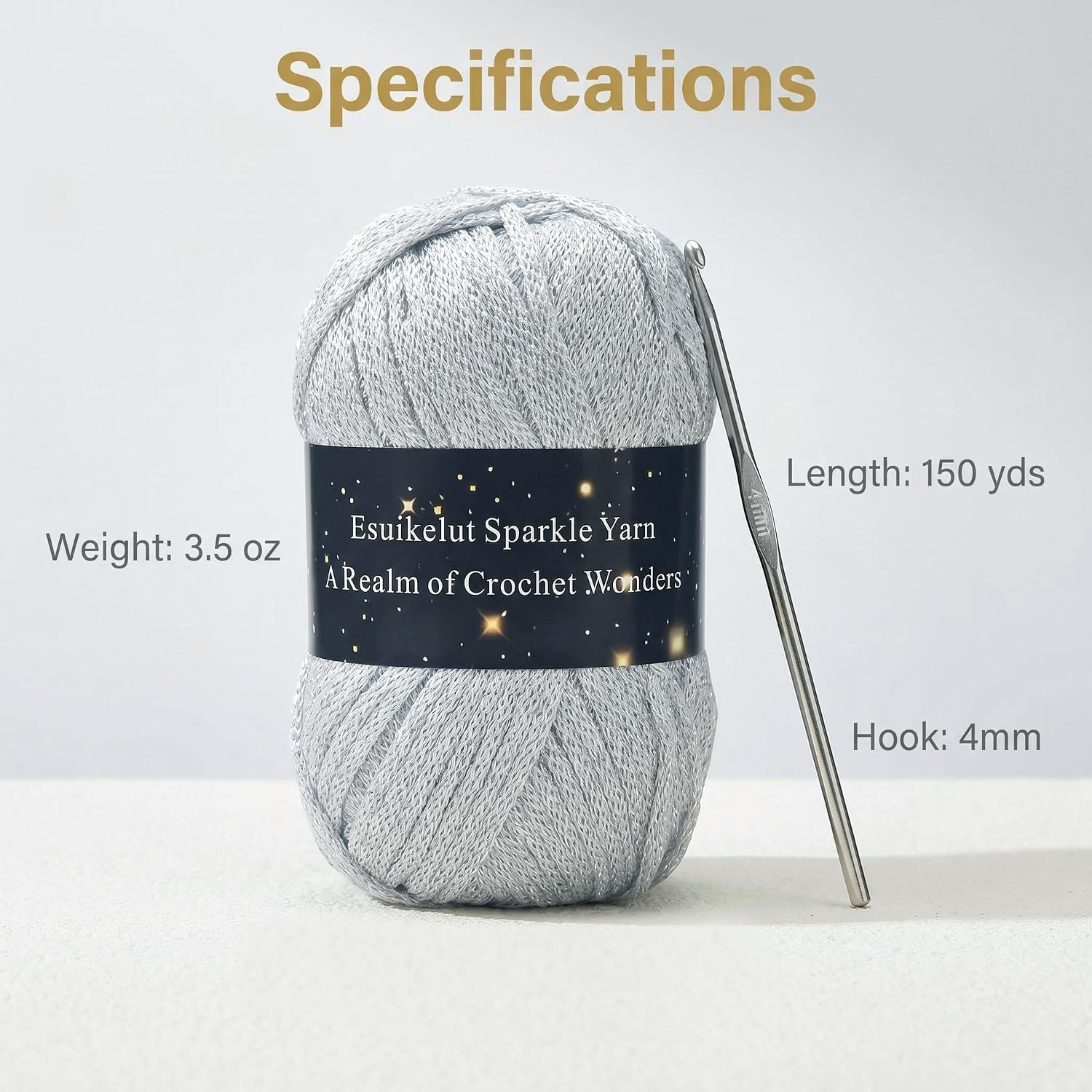Light Khaki Sparkly Knitting Yarn image 4