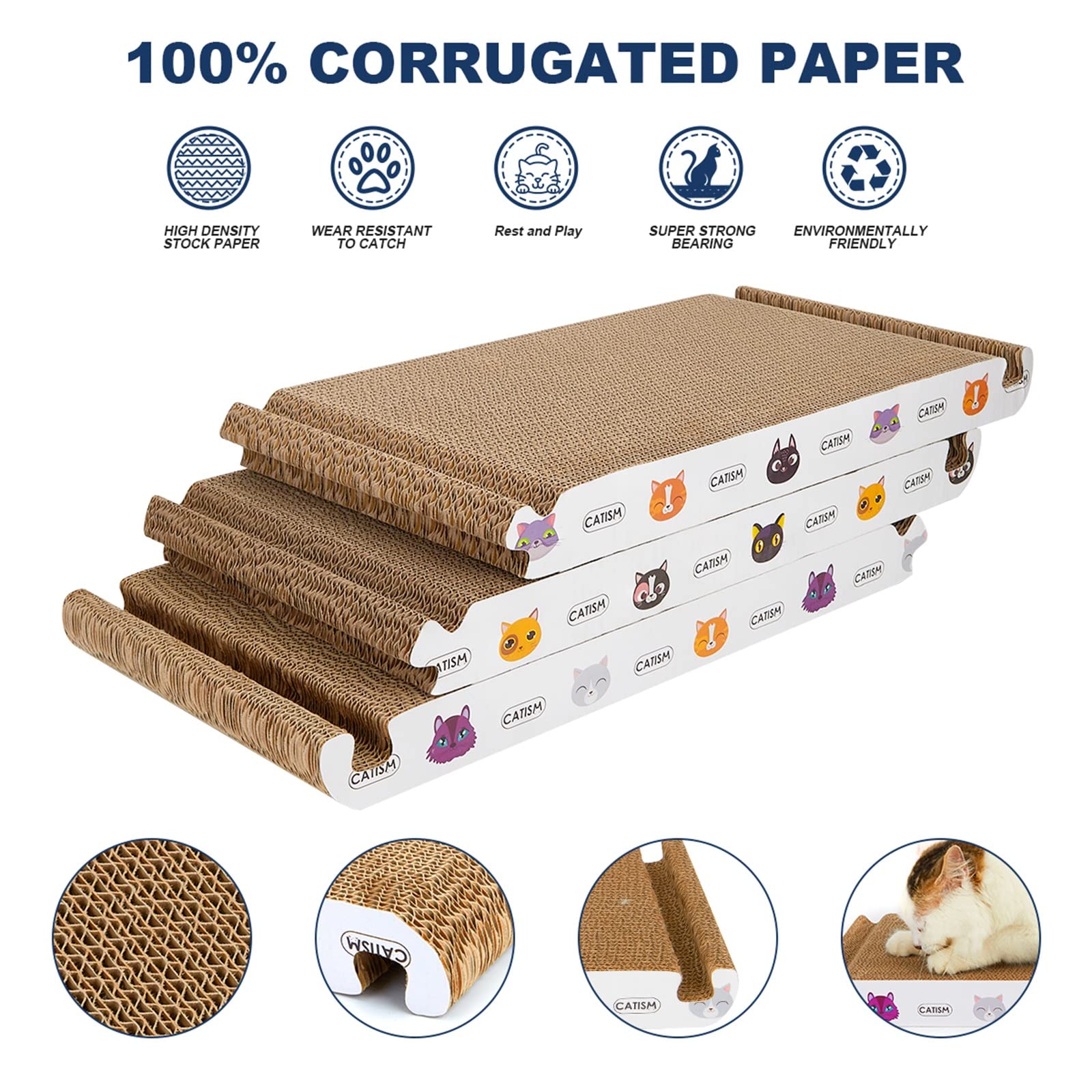 Tiragraffi per gatti CATISM Triangolo Cat Scratcher Cartone pieghevole, casa per gatti riciclabile, cartone graffiante per gatti, tunnel giocattolo CAI