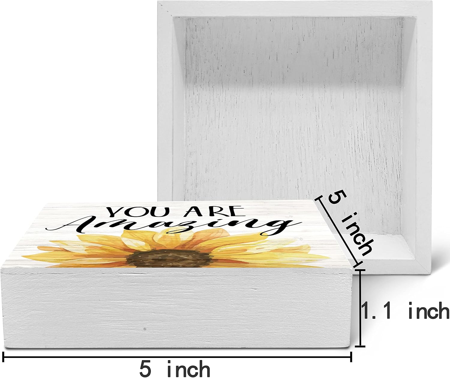 SRADMO You are Amazing Sunflower Wood Box Sign Desk Decor，Inspirational Quotes Wooden Block Box Sign Decoration For Home Women Girl Room Office Wall Shelf Table Decor