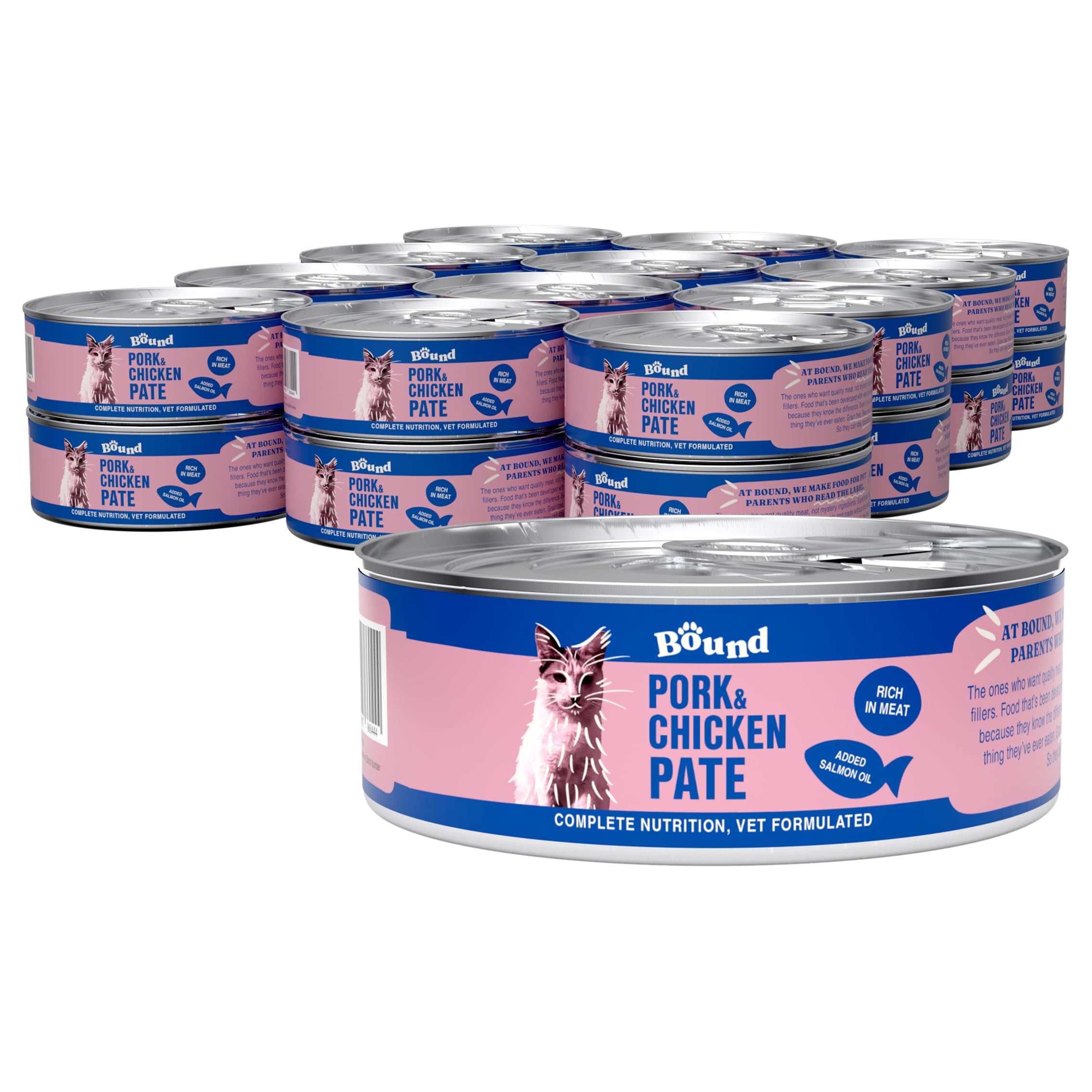 Bound Pets Wet Cat Food: High-Meat, Grain-Free, Vet-Developed Wet Cat Food - Pork Pâté for Cats (18 x 85g cans)