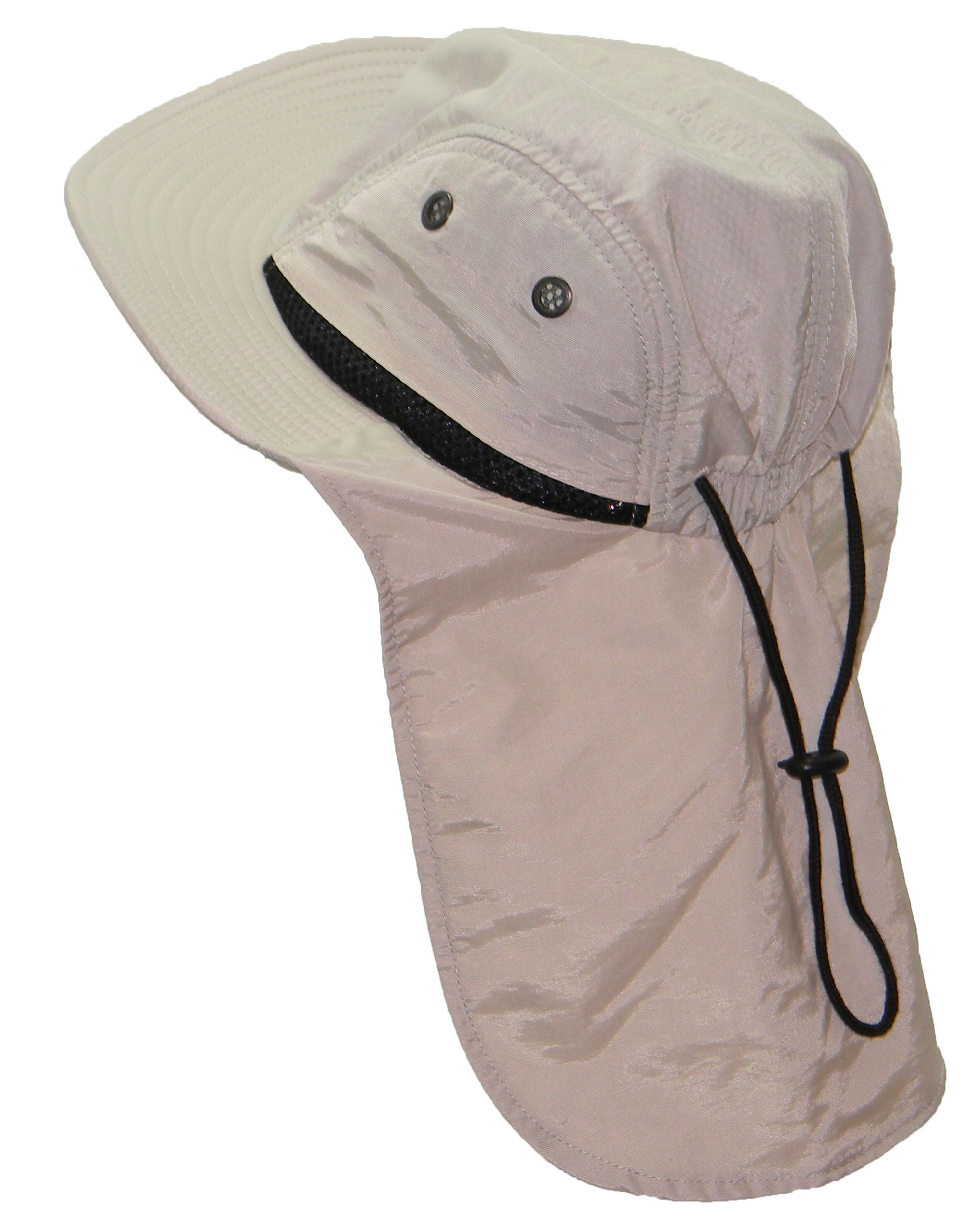 JFH GROUPOutdoor Packable Wide Brim Sun Hat w/Neck Flap Adjustable Headband - Adult and Kids Sizes, Khaki, One size